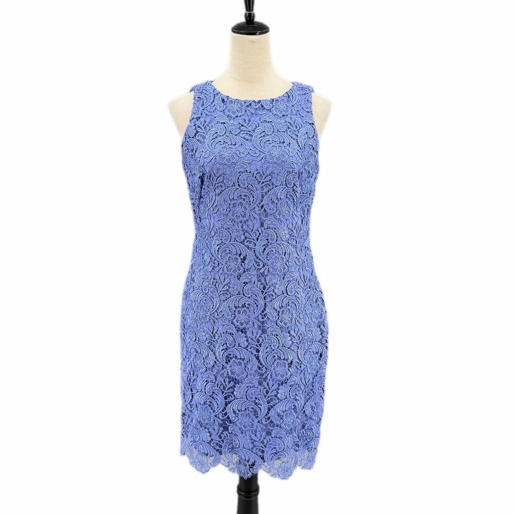 Lauren Ralph Lauren NEW Lavender Sleeveless Lace Overlay Sheath Short Chic Dress